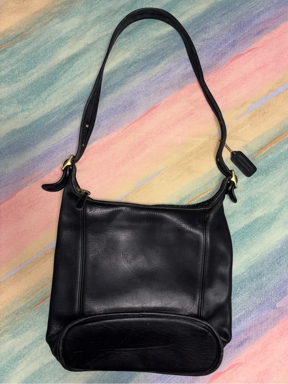 Coach Vintage Legacy Large Slim Duffle Bucket Bag Black Leather 9060 Classic
